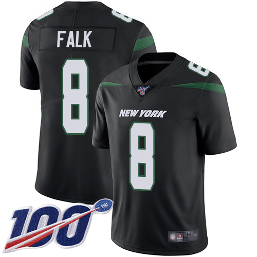 New York Jets Limited Black Youth Luke Falk Alternate Jersey NFL Football 8 100th Season Vapor Untouchable